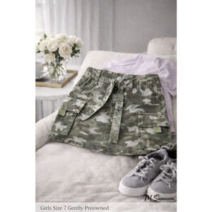 Justice Green Camouflage Skort | Girls Size 7 | Cargo Style Stretch Skort
